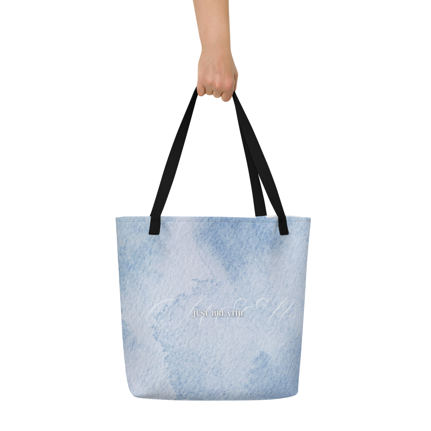 Just Breathe - ocean Large Tote Bag