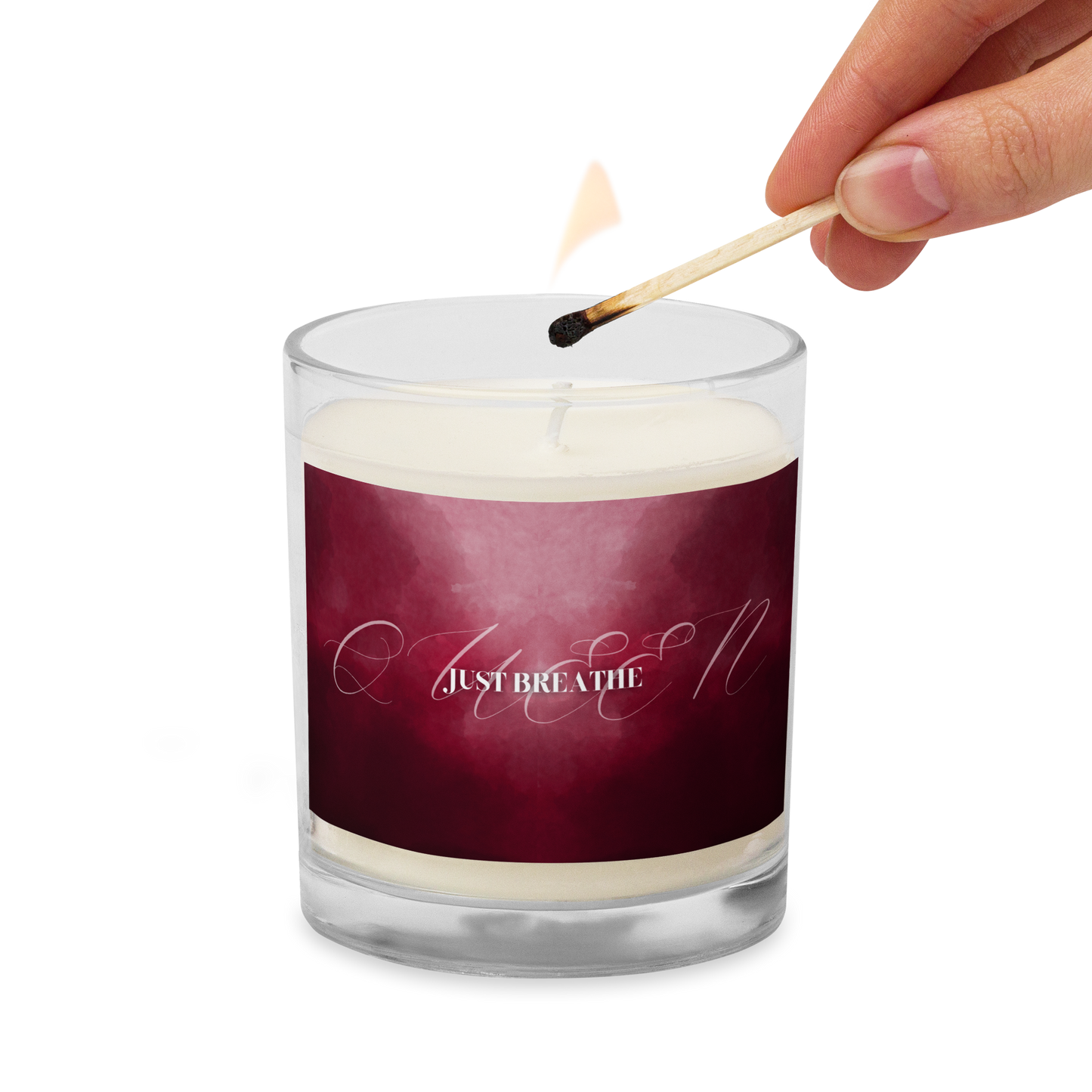 Breathe - Burgundy Glass jar soy wax candle