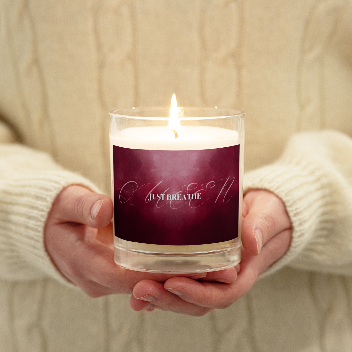 Breathe - Burgundy Glass jar soy wax candle