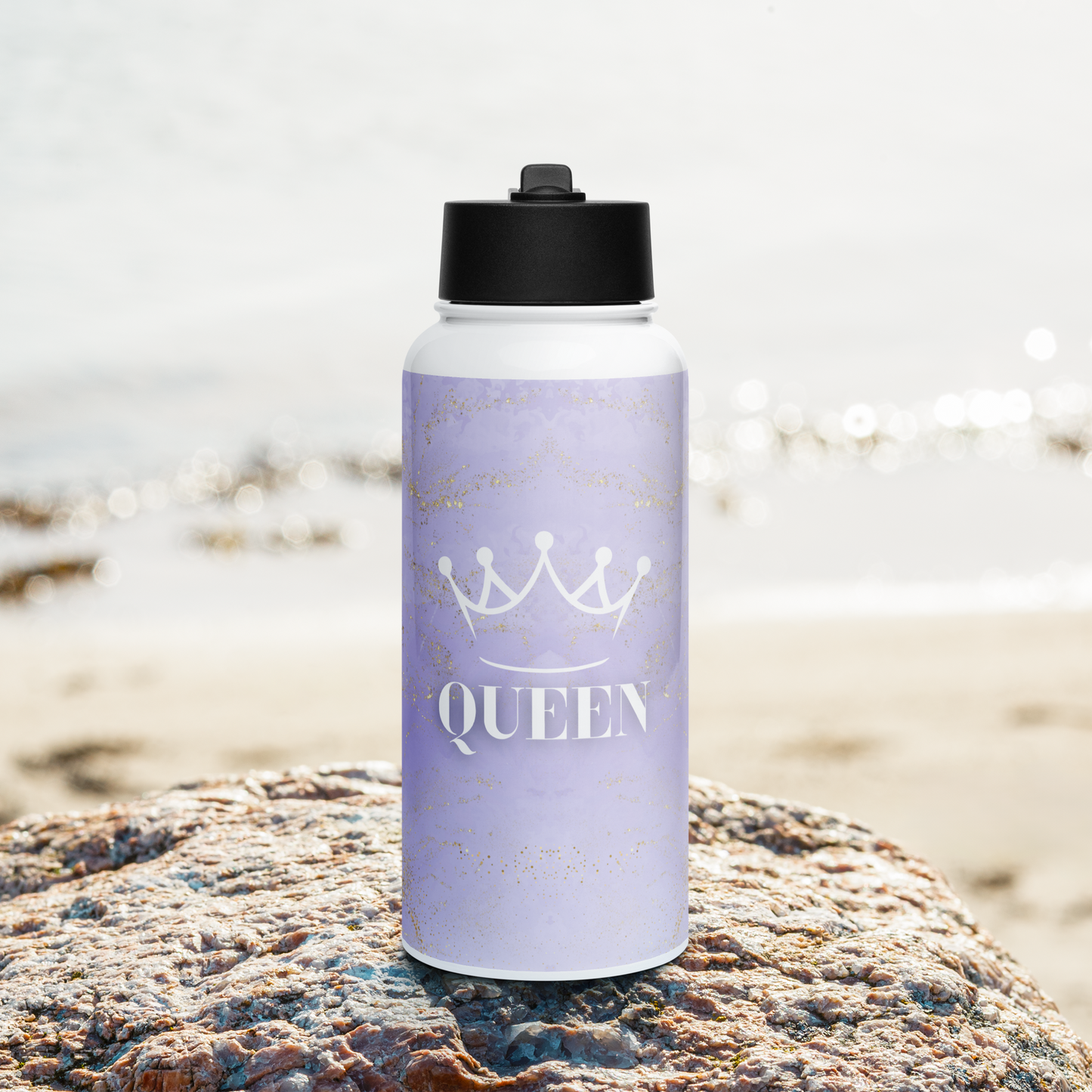 Violet Queen Stainless steel water bottle with a straw lid