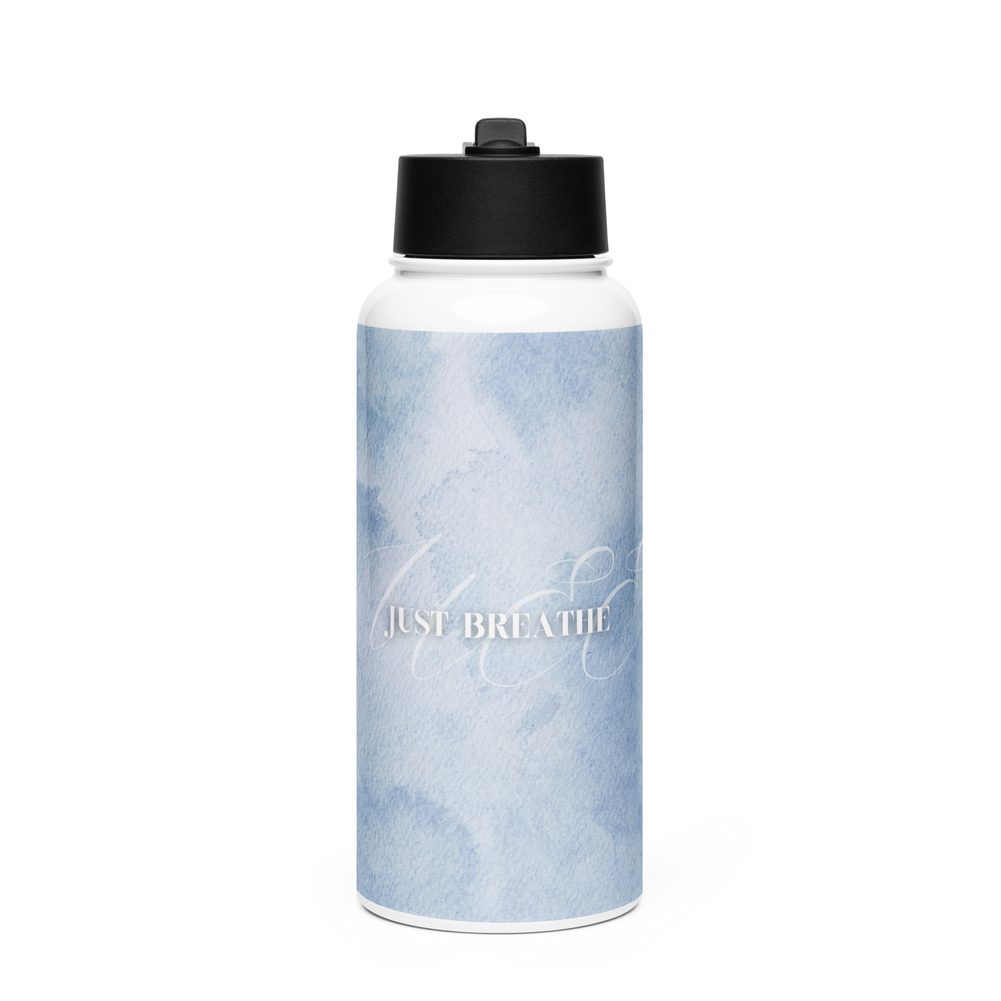 Just Breathe - ocean Stainless steel water bottle with a straw lid