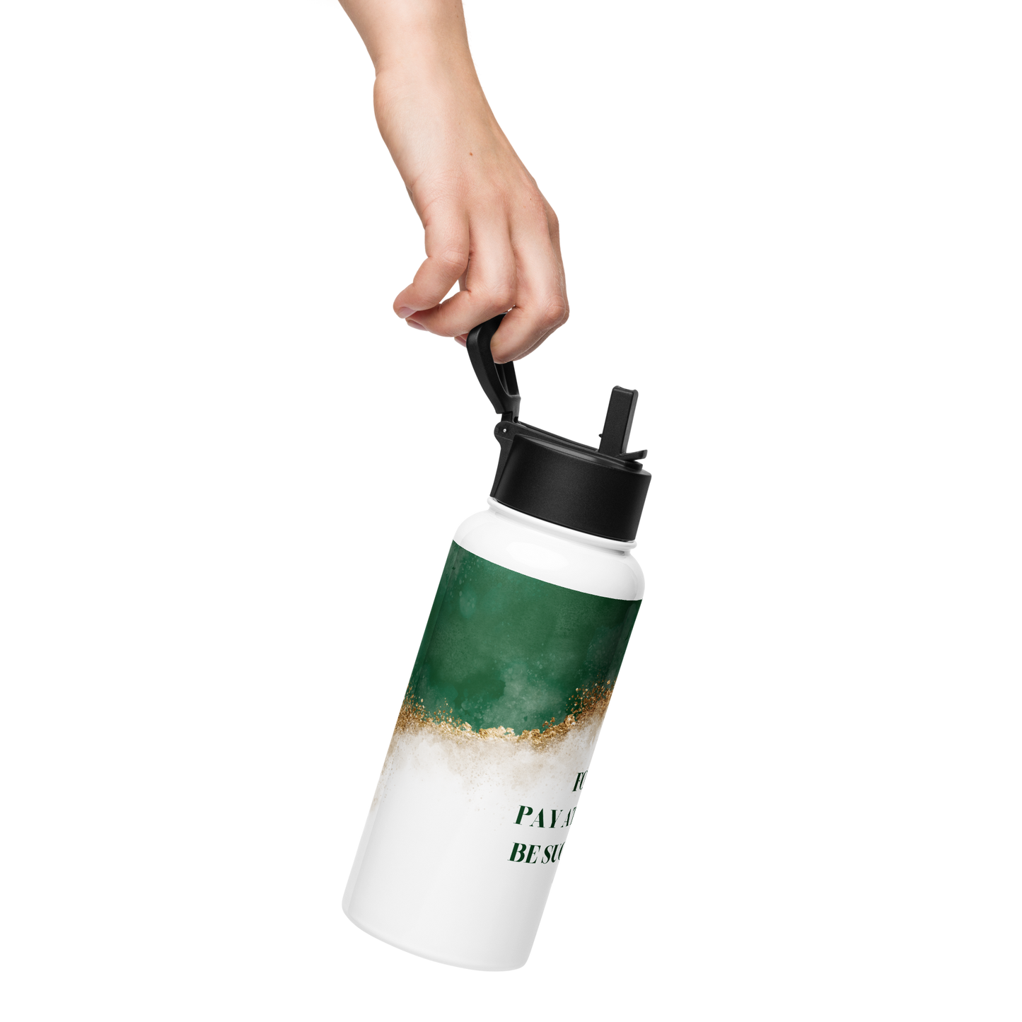 FOCUS Stainless steel water bottle with a straw lid