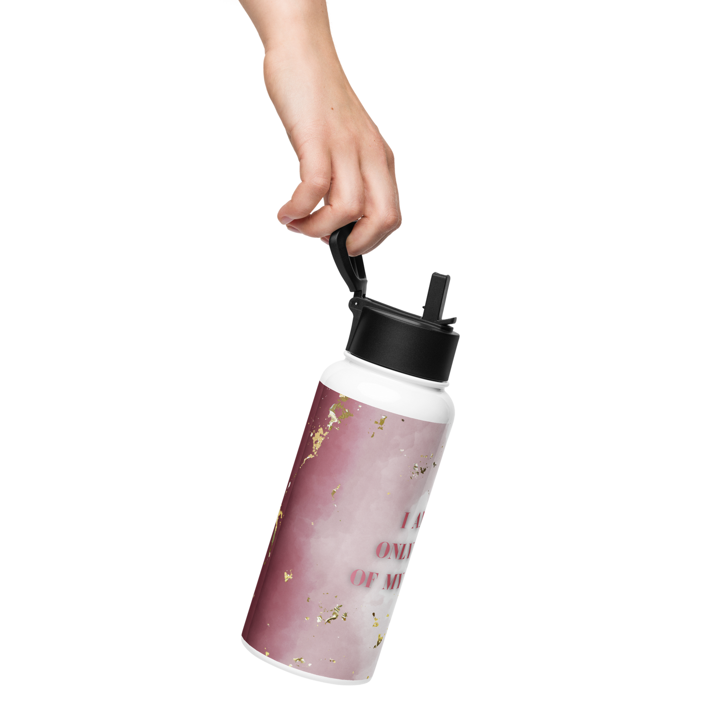 ONLY QUEEN Stainless steel water bottle with a straw lid