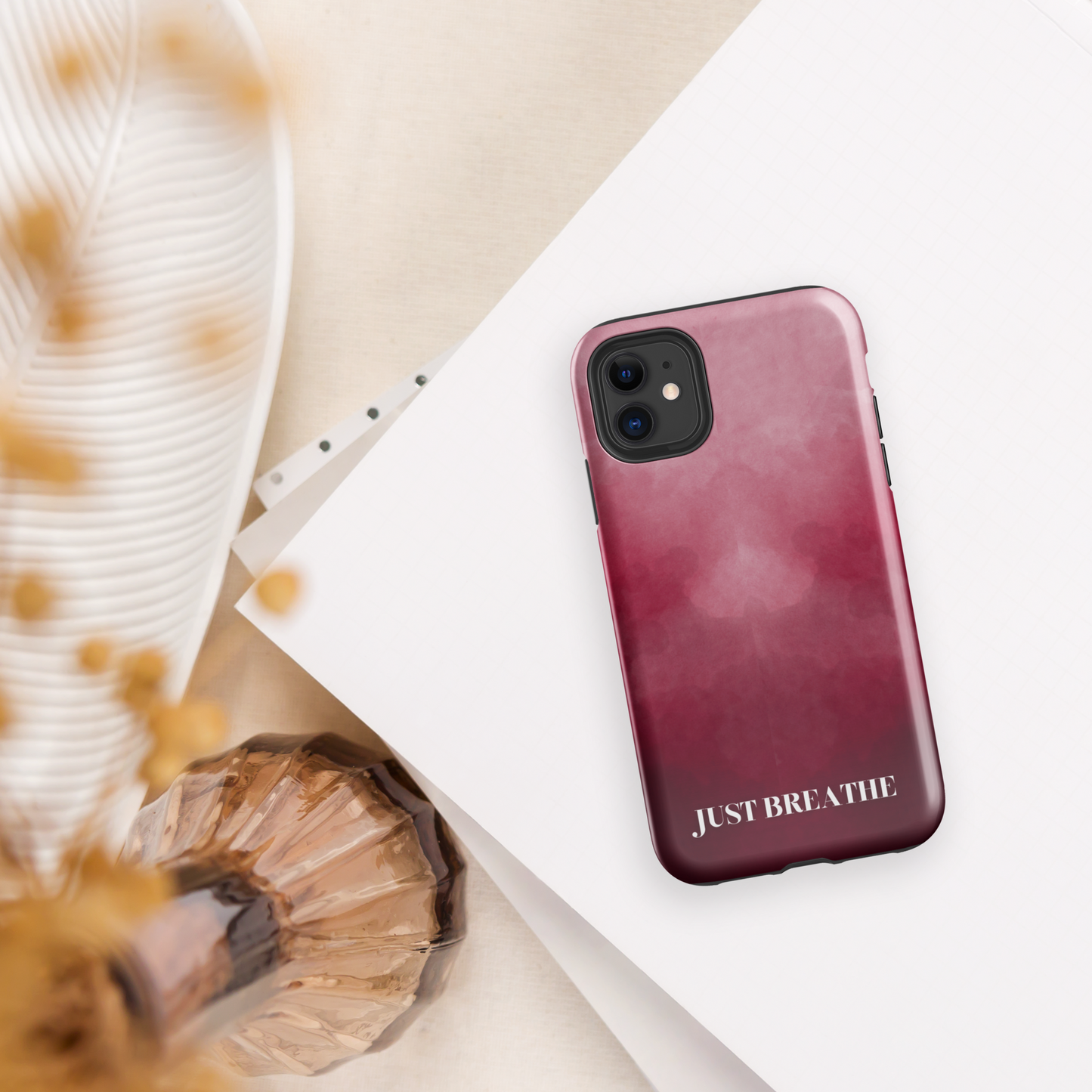 Breathe - Burgundy Tough Case for iPhone®