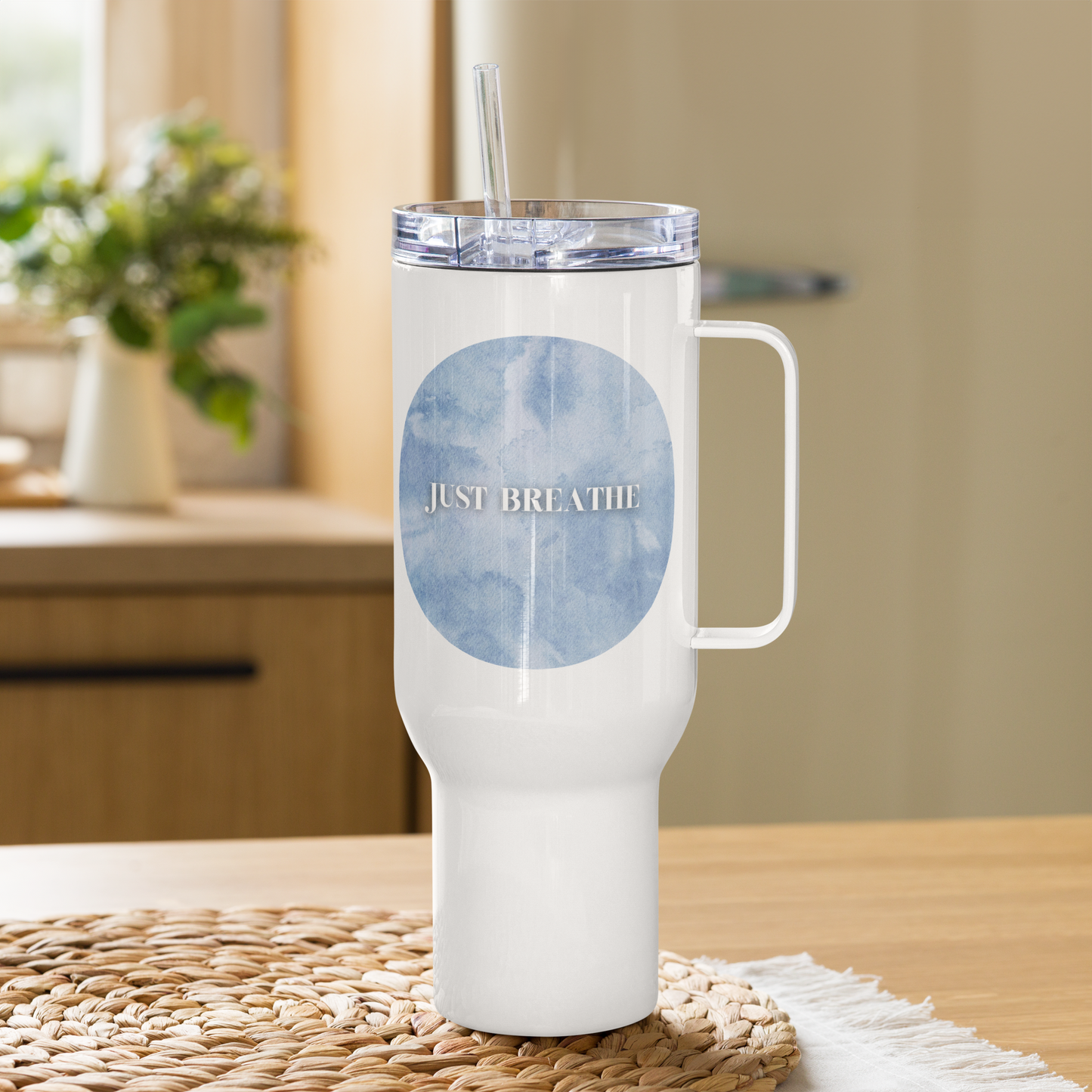 Just Breathe - ocean Travel mug with a handle