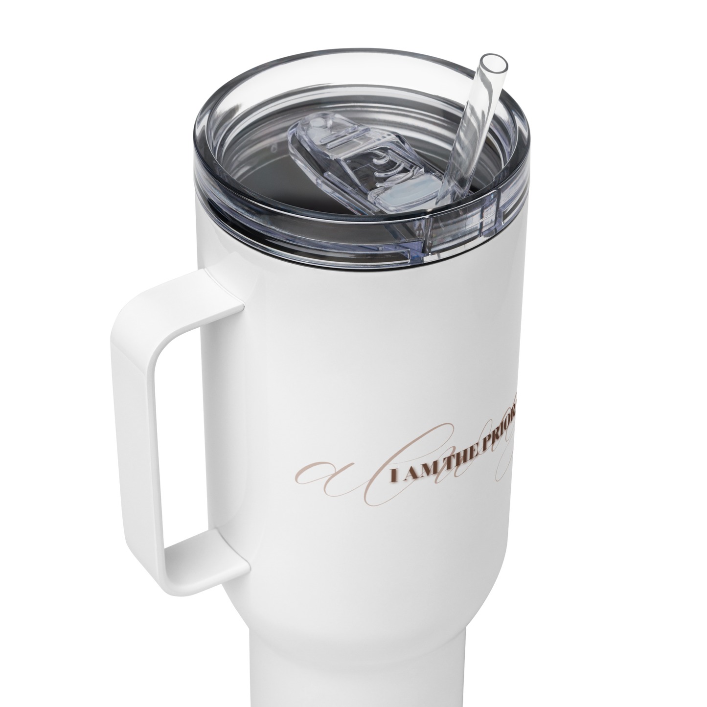 PRIORITY Travel mug with a handle