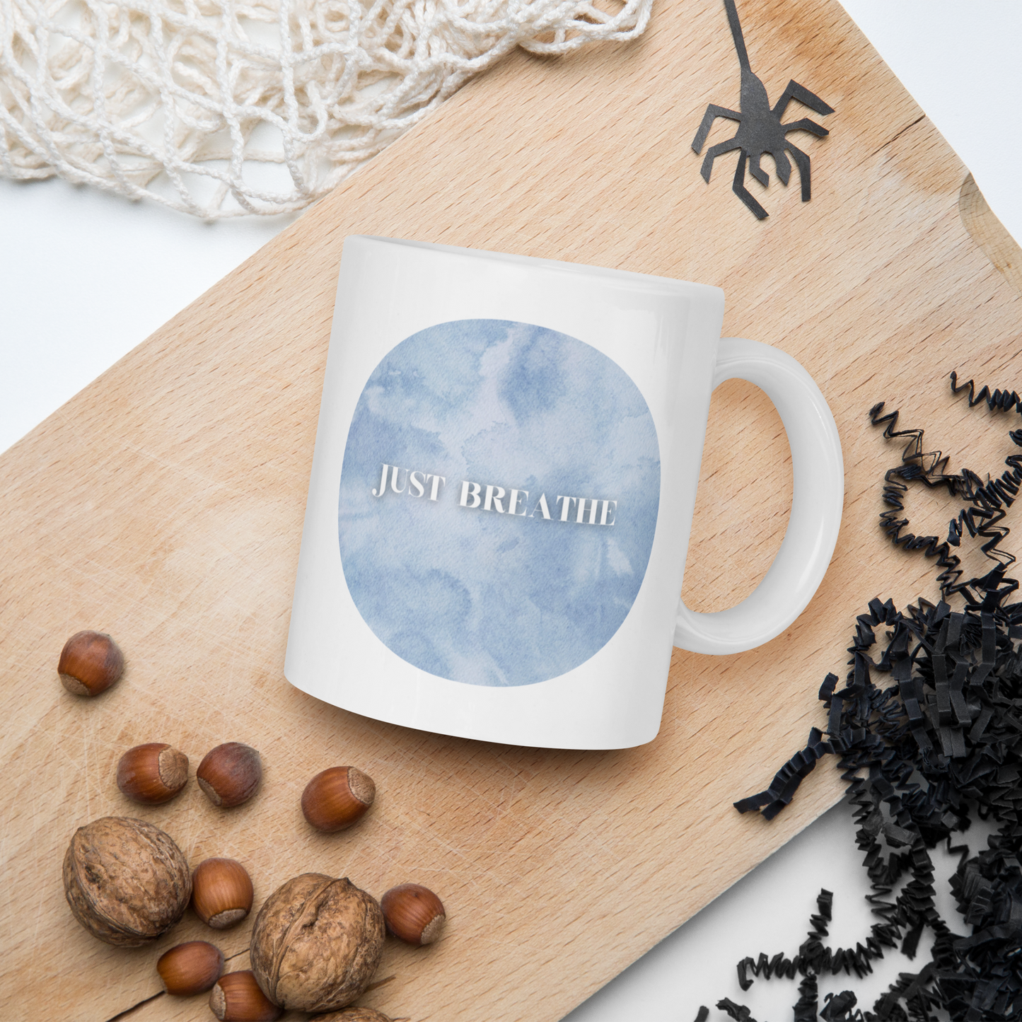 Just Breathe - ocean glossy mug