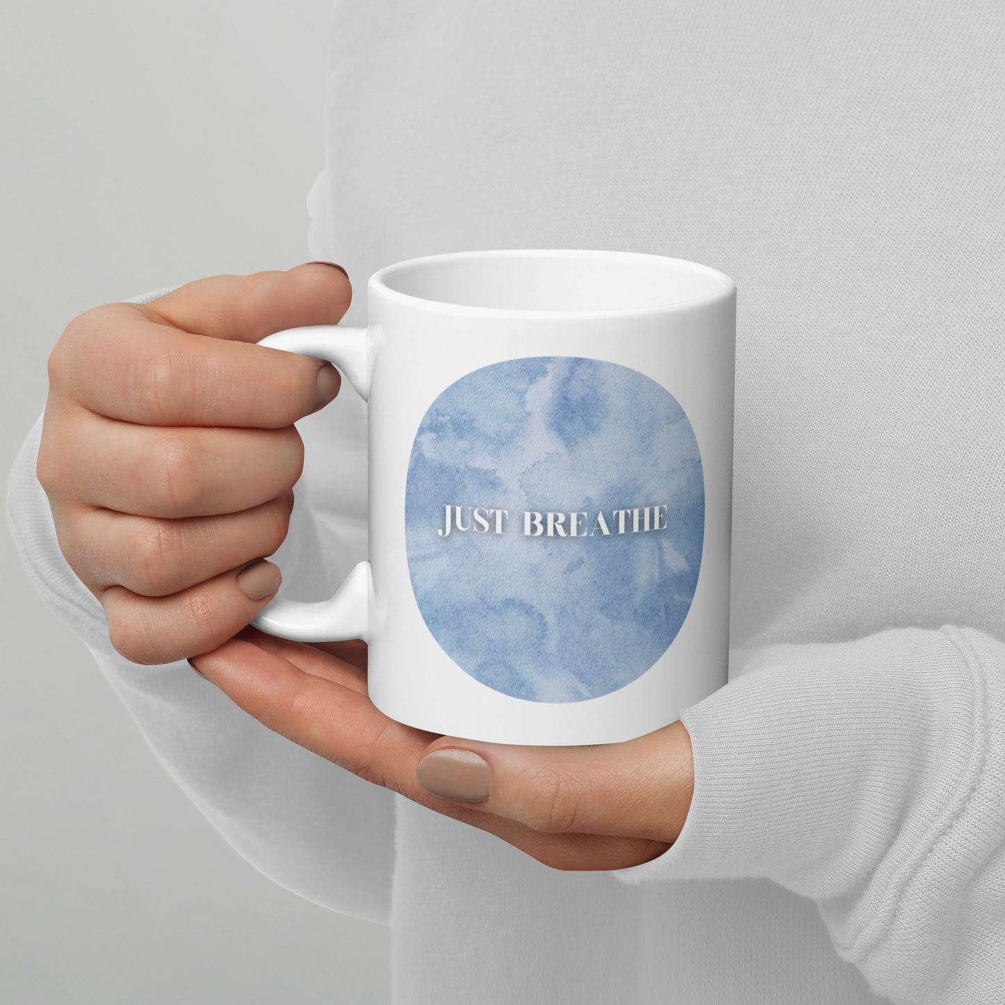 Just Breathe - ocean glossy mug