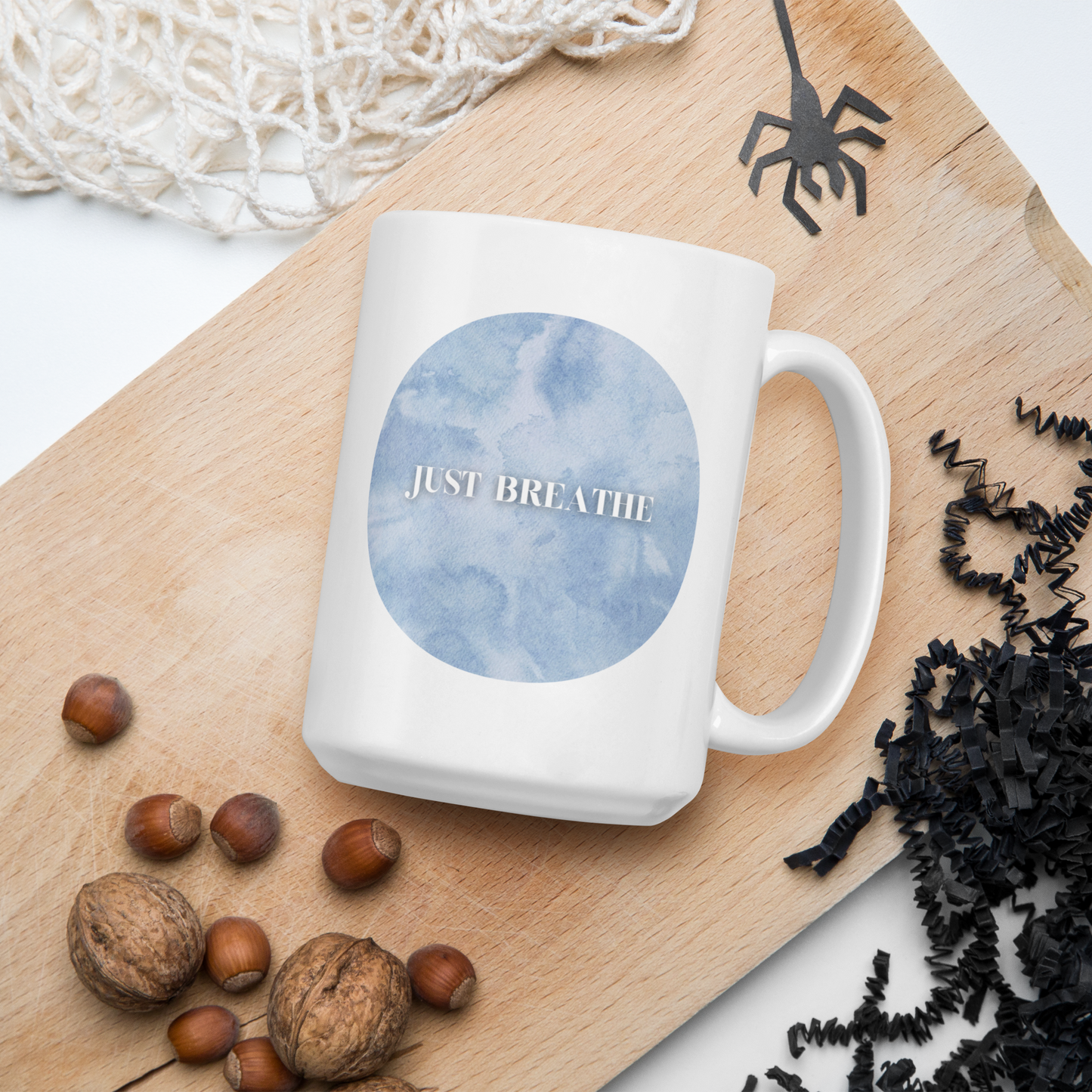 Just Breathe - ocean glossy mug