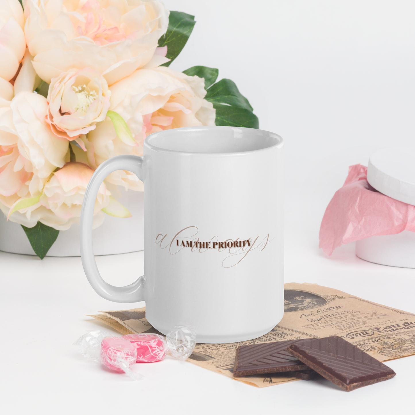 PRIORITY White glossy mug