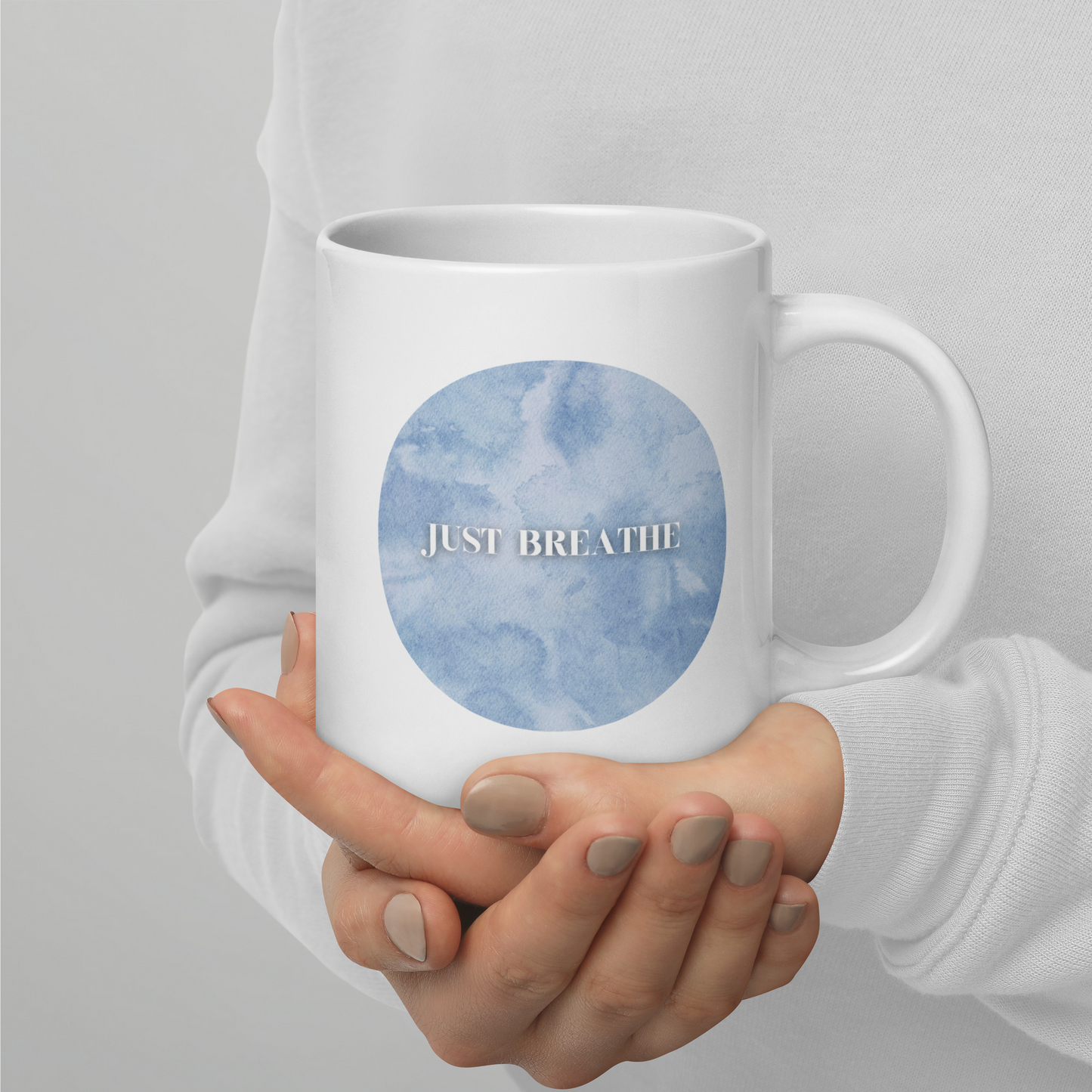 Just Breathe - ocean glossy mug